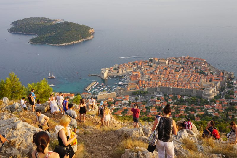 Crowds gathering at the top of Dubrovnik Cable Car